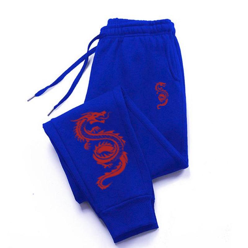 Red Dragon Design Joggers Warm Pocket Pants Woman Autumn Fashion Women Pant Warm Drawstring Woman Clothing
