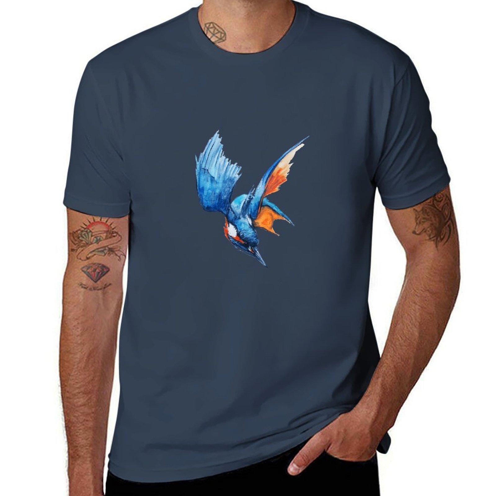 Kingfisher Dive Watercolour (White) T-Shirt animal prinfor boys new edition tops baggy shirts men t shirts S