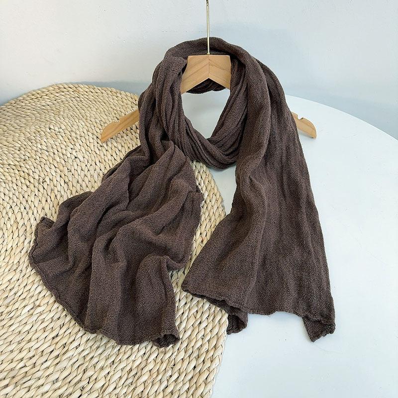 Thin Cotton And Linen Striped Scarf Literary And Versatile Soft Neck Protection Silk Scarf Women'S Travel Shawl