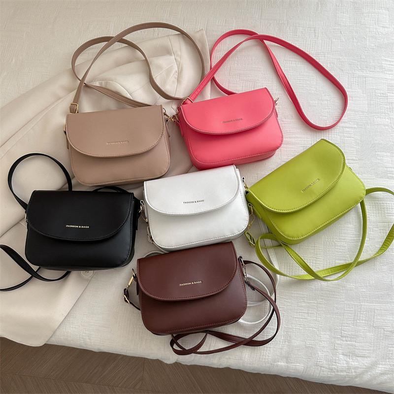 Trendy Candy-colored Saddle Bag In White Khaki Pink Green Brown Black