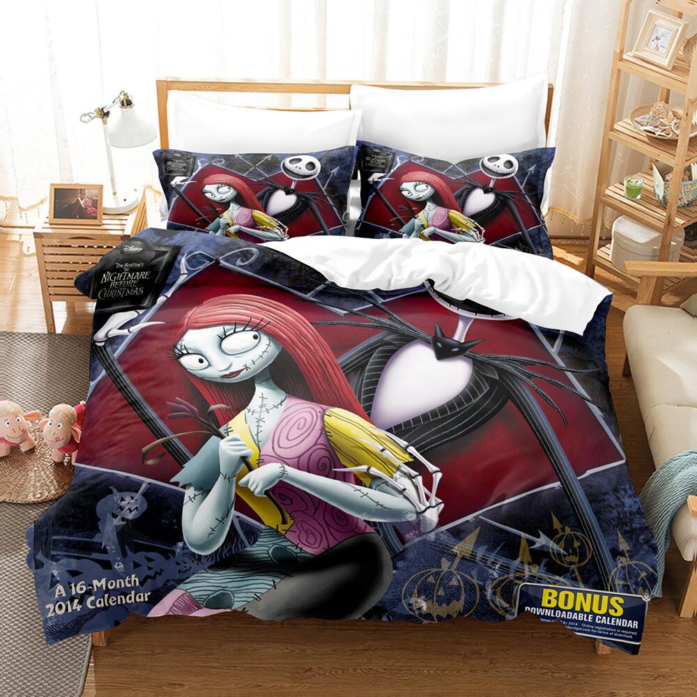 Animation Cartoon Digital Printing Bedding Christmas Eve Fright Polyester Cotton Microfiber Duvet Set Three-Piece Set