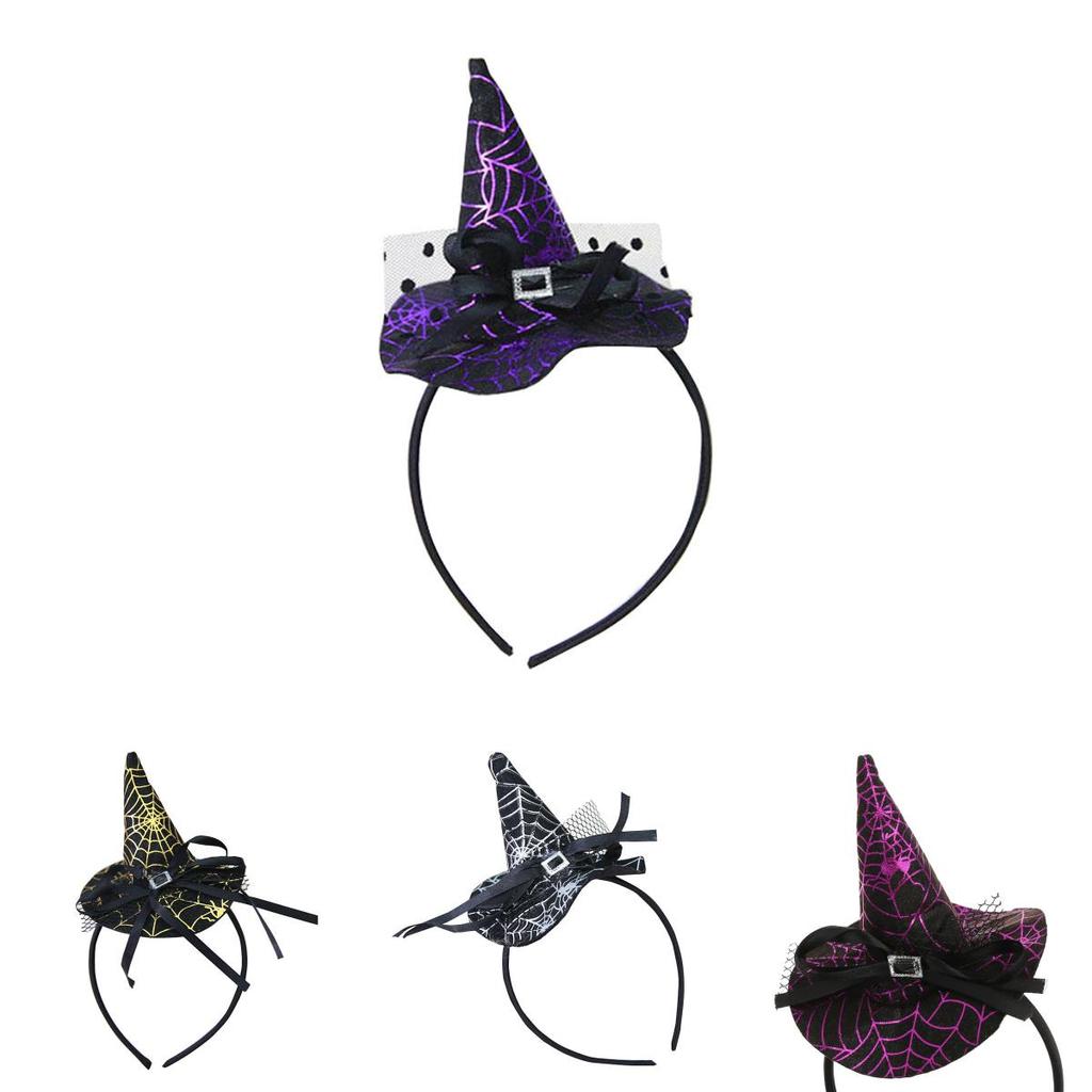 Halloween Witch Hat Headband Pumpkin Hair Hoop Spider Web Costume Party Props
