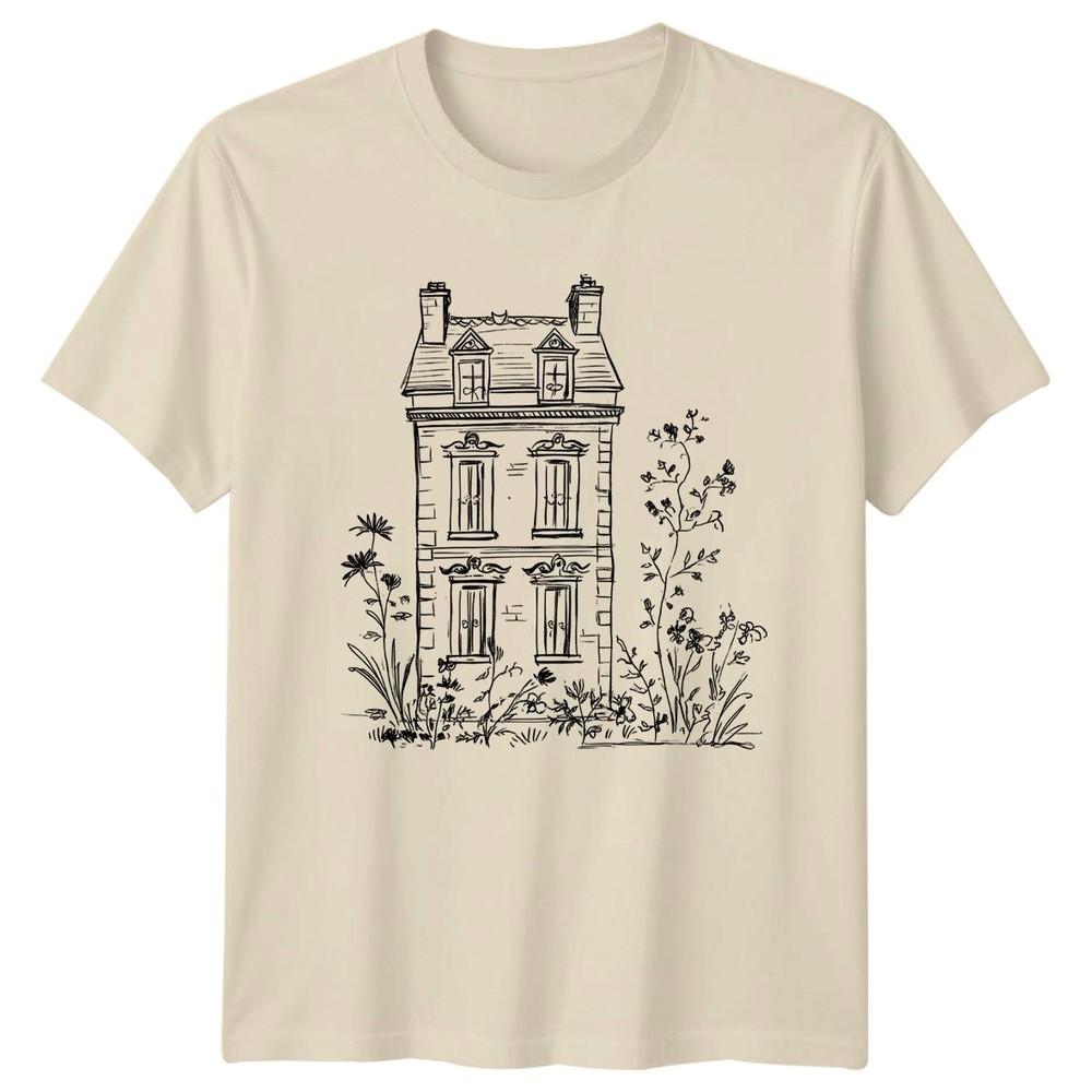 Architectural Sketch House And Garden TShirt Art Decor Gift For Him And Her