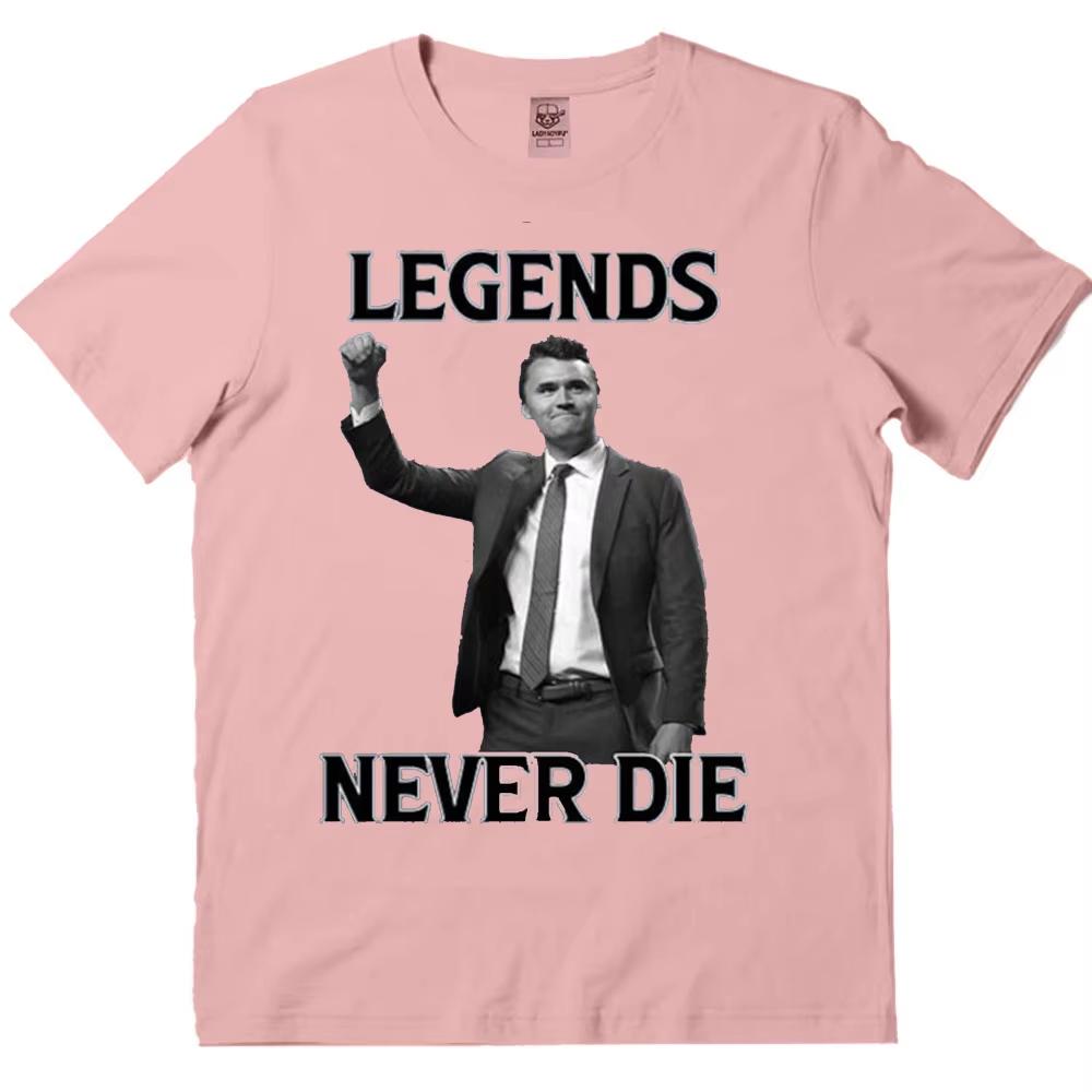 Legendy nikdy neumierajú Charlie Kirk Tričko Unisex Dámske Oversized Bežné Krátke rukávy Unisex Streetwear HuUnisex Práva Vrchné diely