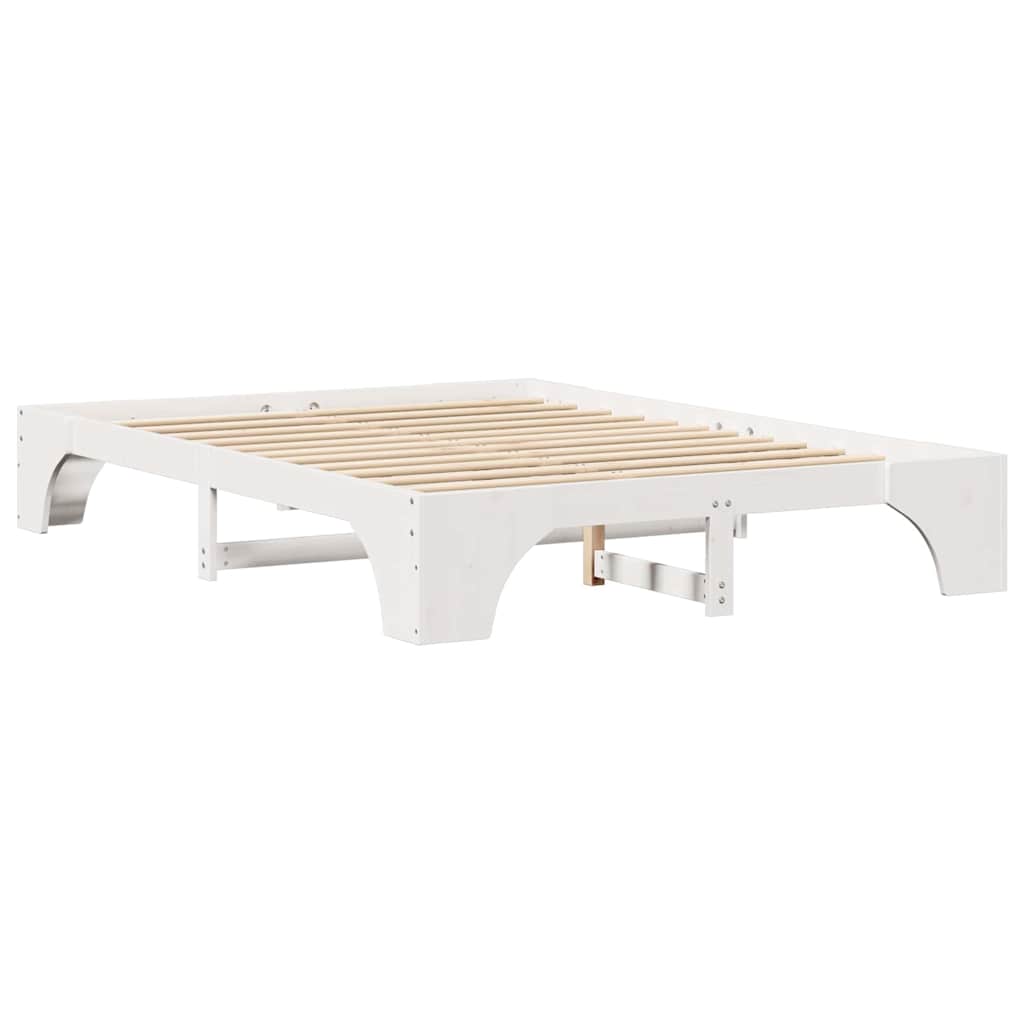 Bed Frame White 140 x 200 cm Solid Pine Wood