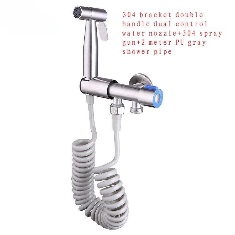 Toilet Washer Stainless Steel One InTwo Out Double Handle Dual Control Spray Gun Faucet Washing Machine Quick Opening Faucet