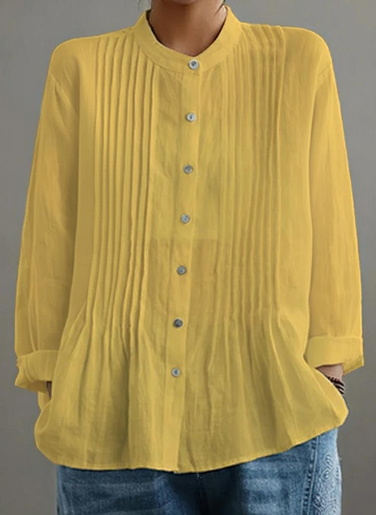 Spring and Summer New Women's Casual Long-sleeved Pleated Shirt Europe and America