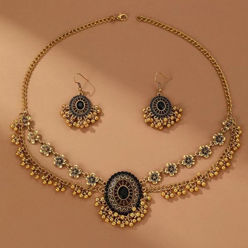 Jewelry, Ethnic Retro Gemstones, Beads, Jewelry 2-piece Set, Earrings, Necklaces.