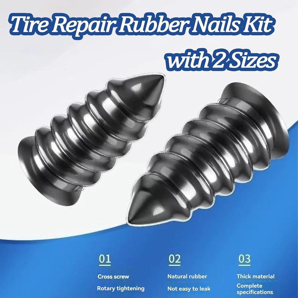 40 Pcs Tire Repair Plugs Kit Tire Puncture Repair Nails For Car Motorcycle Scooter Bike Vacuum Tyre Repairing Rubber Nails Kit