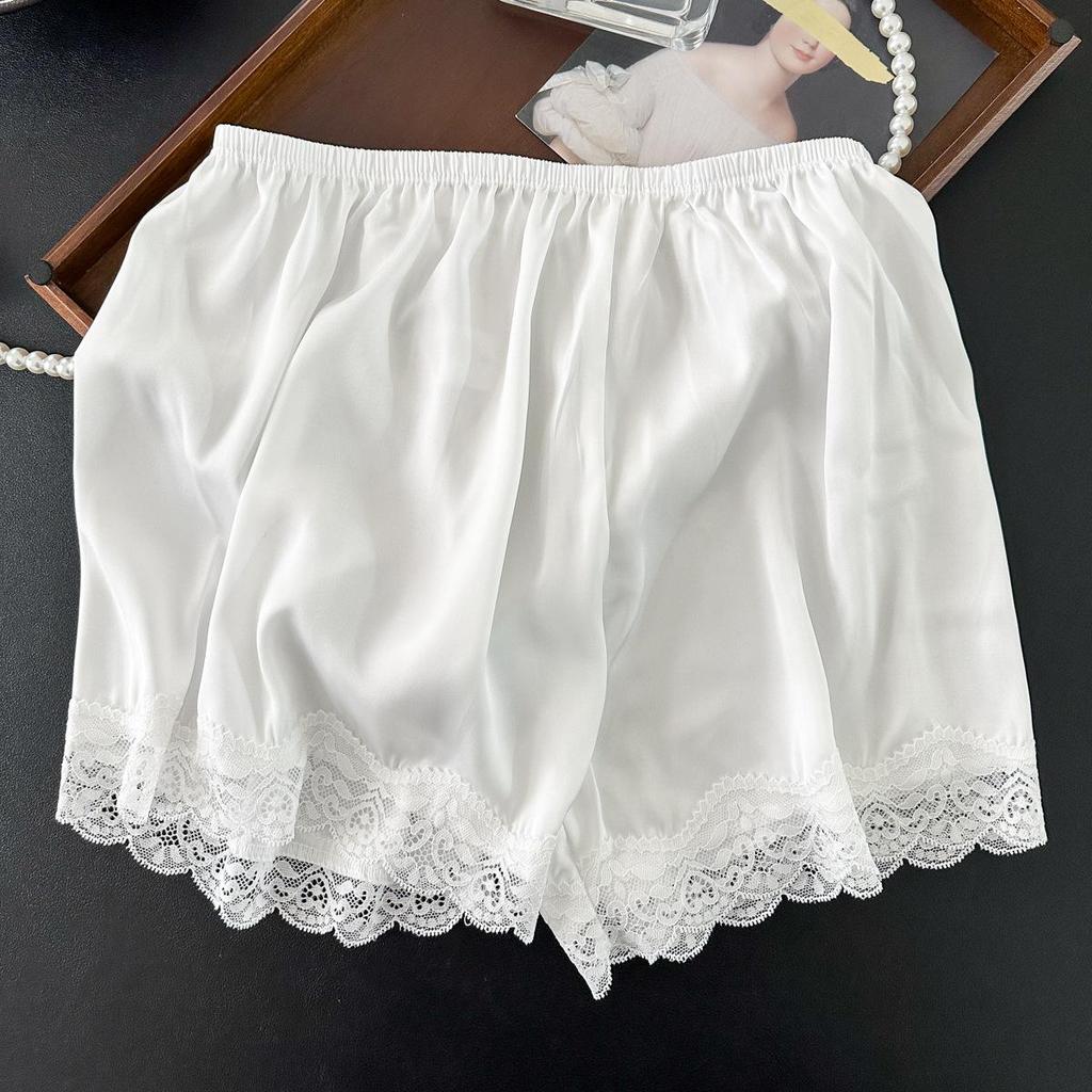 Pantaloni scurți fustă de siguranță din mătase imitație satin - Leggings de casă largi trei sferturi