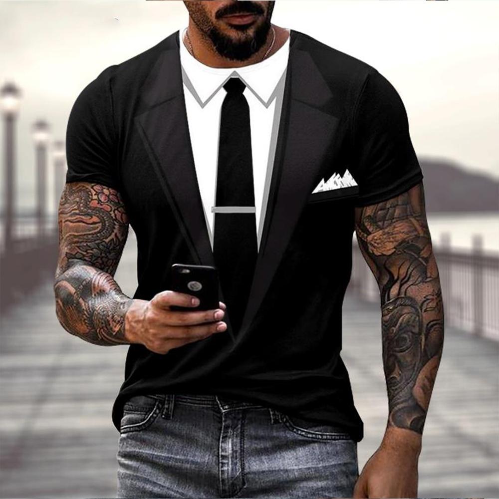 Moda Estiva Divertente T-shirt Finta Completo 3D Uomo Frac a Coda Corta Manica Corta Top Personalizzato Casual Comodo