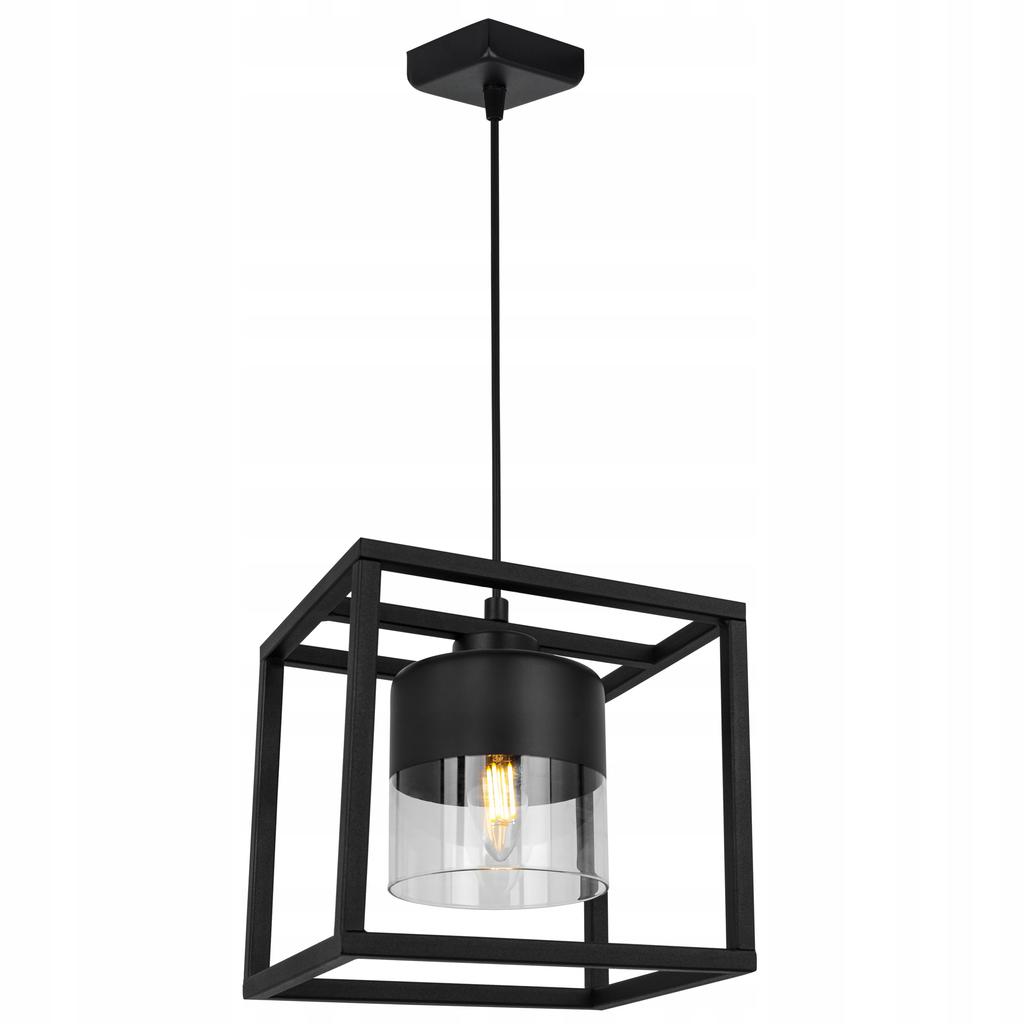 Loft Hanging Lamp, Modern Cage, Glass Lampshade