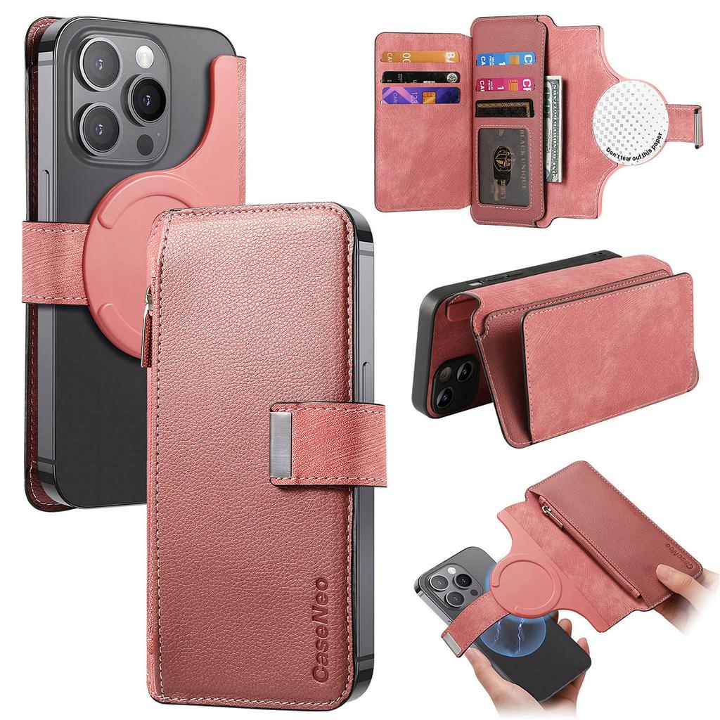 CASENEO MW-02S Magnetic Detachable Leather Phone Cover for 6.1 inch Phone RFID Blocking Wallet Stand