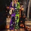 Women's Casual 2 Piece Outfit Color Button Front Top 3/4 Sleeve and Wide Leg Pants Set for Daily Wear