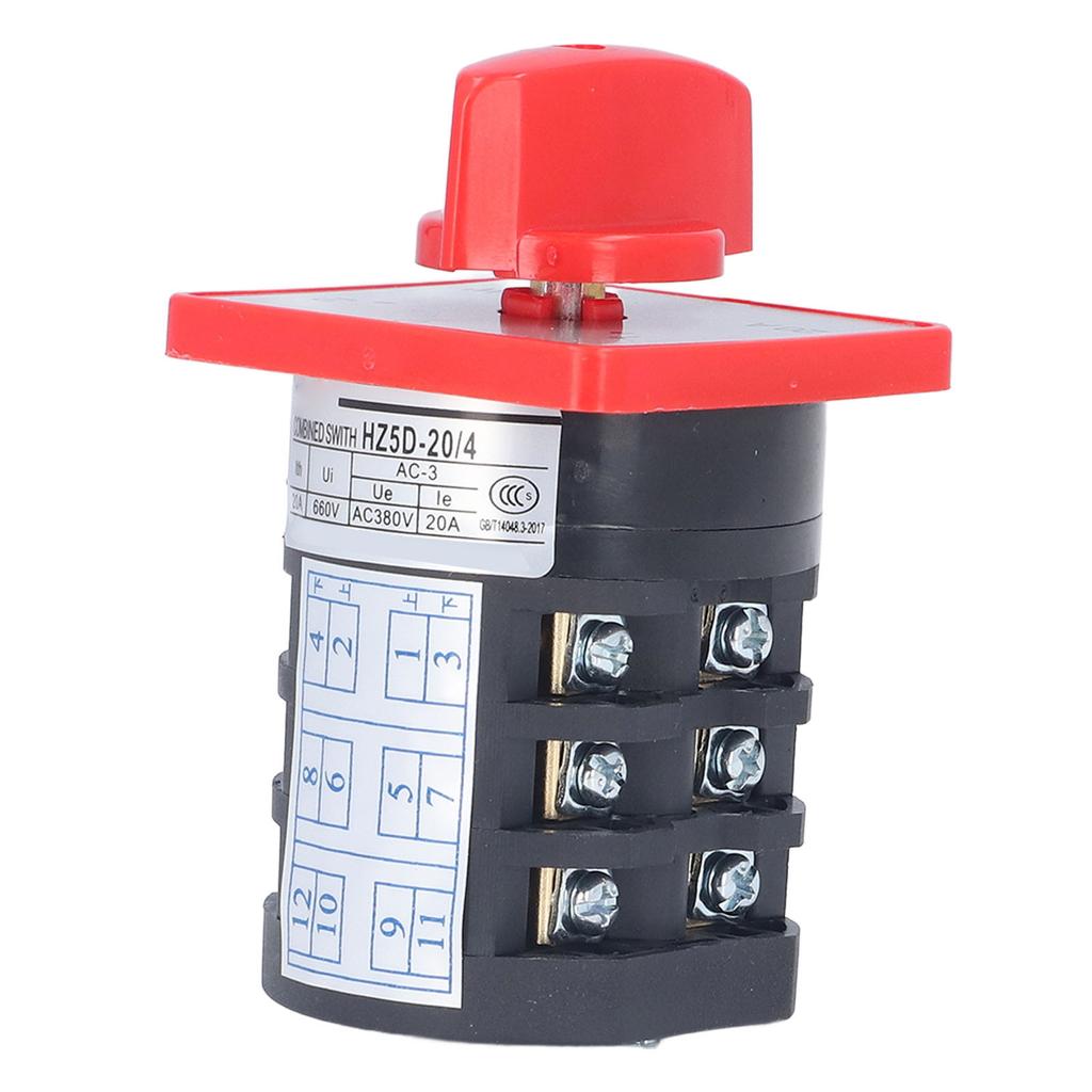 BERM Changeover Switch Rotary Knob 3 Pole 3 Position Accessory for Power Control AC 380V