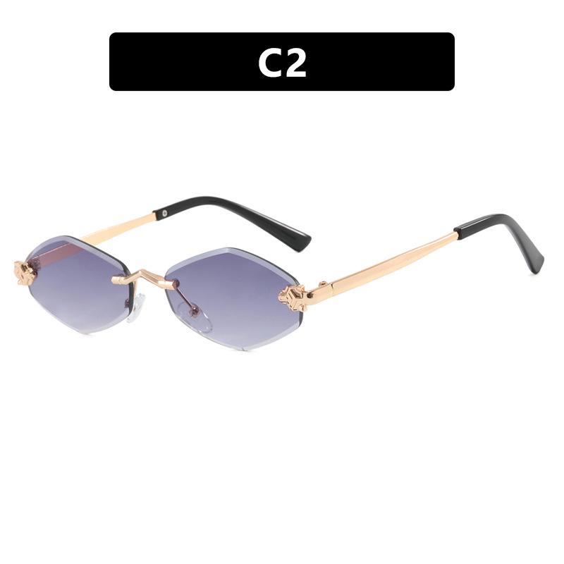 2024 Frameless Cut-Edge Rhombus Snake Sunglasses - Fashionable European & American Beach UV Protection Eyewear