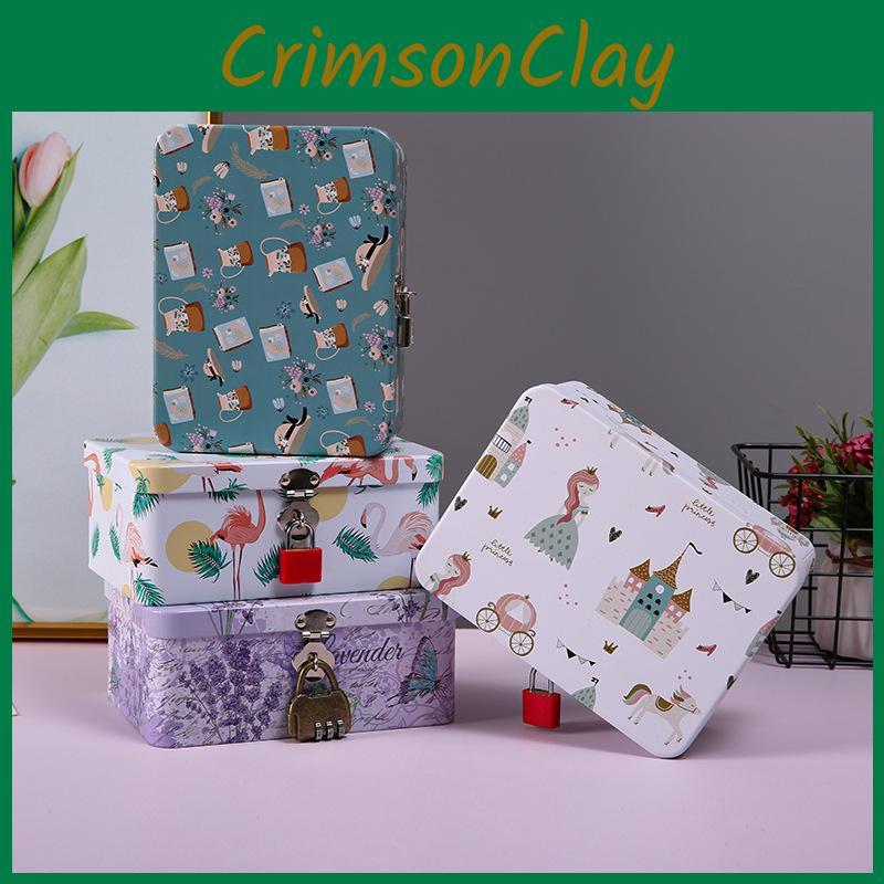 Compact Iron Lockable Storage Box For Toys Cosmetics Home Gift Organization