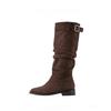 "Uninhibited! Cowboy Style" Ruoji Folded Western Knight Boots Women's Boots Spring and Autumn Tall Pile Boots Long Boots