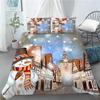 3D Christmas Decoration Duvet Cover Fashion Santa Claus Quilt Cover With Pillowcase Queen King Size For Kids Adult Bedroom Decor