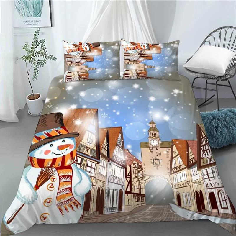 3D Christmas Decoration Duvet Cover Fashion Santa Claus Quilt Cover With Pillowcase Queen King Size For Kids Adult Bedroom Decor