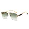 Frameless Gradient Sunglasses: European & American Style with Metal Texture