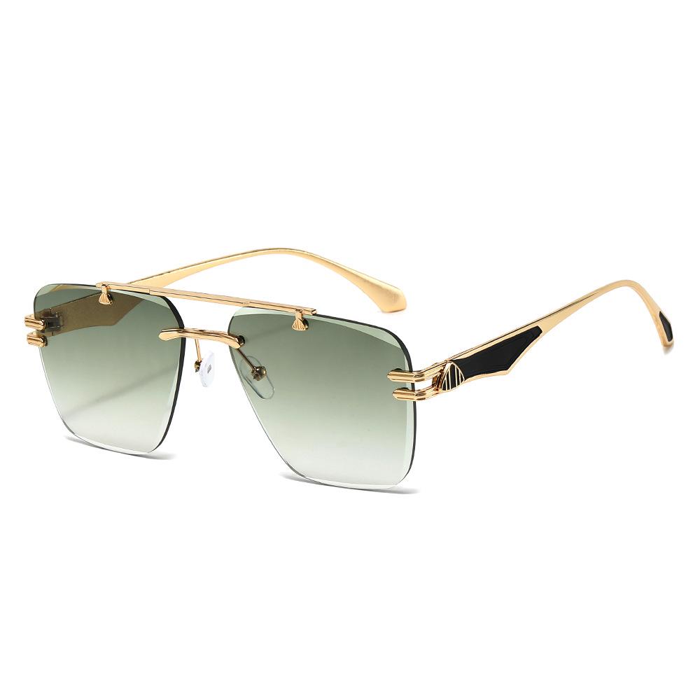 Frameless Gradient Sunglasses: European & American Style with Metal Texture