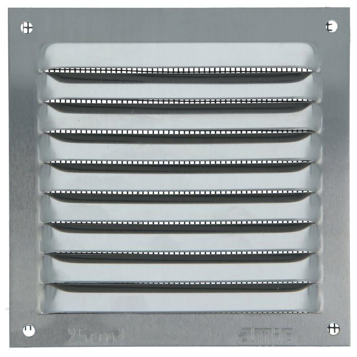 AMIG | Grille d'aération avec moustiquaire 3 | 100 x 100 mm | Aluminium | Argent