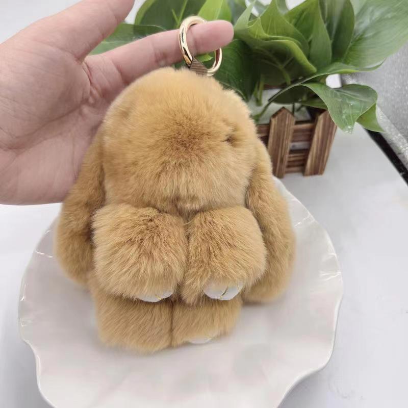 Rex Rabbit Fur Plush Keychain: Cute Rabbit Pendant Toy for Bag or Car