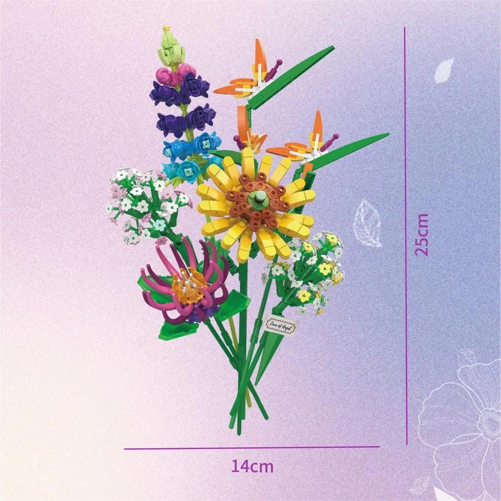 KNEW BUILT Mini Flower Bouquet 3D Model Building Blocks Ideal Holiday Party Gift for Girls or Versatile Decoration Kids Toys