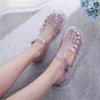 Sandali Moda Donna in Gelatina di Cristallo con Supporto per Dita del Piede Cinturino Regolabile con Fibbia Tacco Basso Calzature Casual Estive per Uso Esterno e Interno