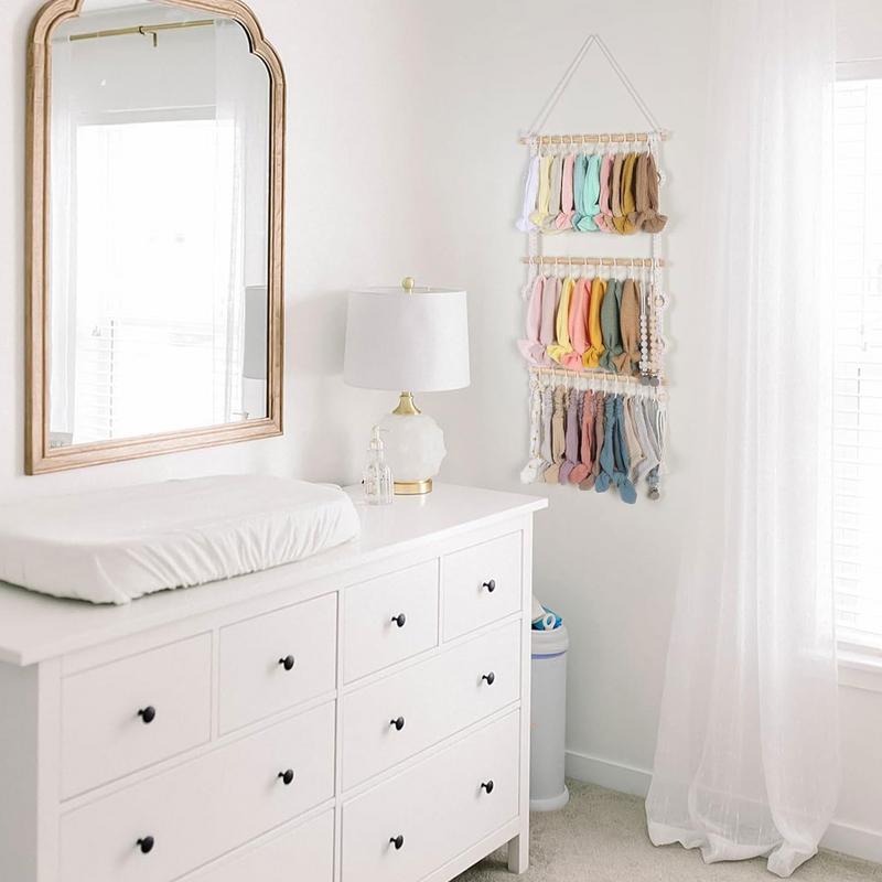 

Bow Organizer Hair Claw Clip Organizer Wall-Mounted Woven Rack Multi-Layer Display Tool For Dormitory Bedroom Nursery Living CHINA