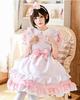 [Milky Time] Maid Outfit, Choice of Colors, Short or Long Sleeves, 2-Way Design, Maid Cosplay, Halloween (Pink, XL)