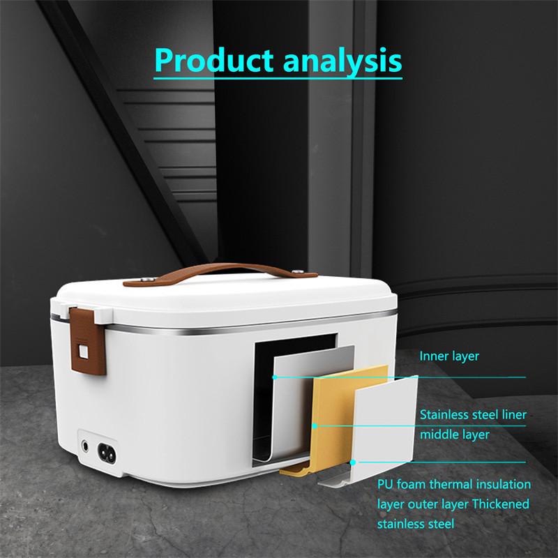 50W 1.8L Large Capacity 304 Stainless Steel Electric Bento Box For Home Office Car Portable Heated Lunch Box