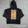 Black Patta Cartoon Graphic Letter Print Hoodie Casual Sweatshirt Teens