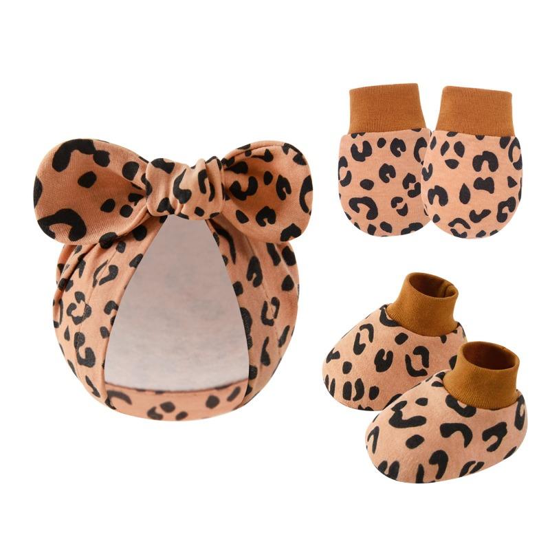 Newborn Baby Bow Hat Baby Anti Scratch Gloves Foot Covers Cotton Baita Cartoon Rabbit Ear Covers