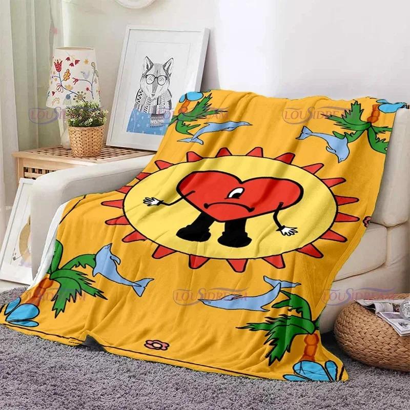 Karikatür Kötü Tavşan Battaniye Flanel Battaniyeler Pop Latin Müzik Sıcak Peluş polar şal battaniye Yetişkinler için Kanepe Yatak Tüm Sezon