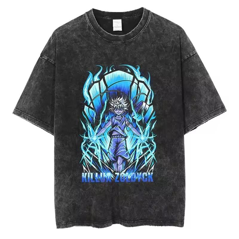 Killua Zoldyck Hunter X Hunter Manga Graphic Tshirt Men Women Clothes Oversized Washed Cotton Tshirt Short Sleeve Tees Tops