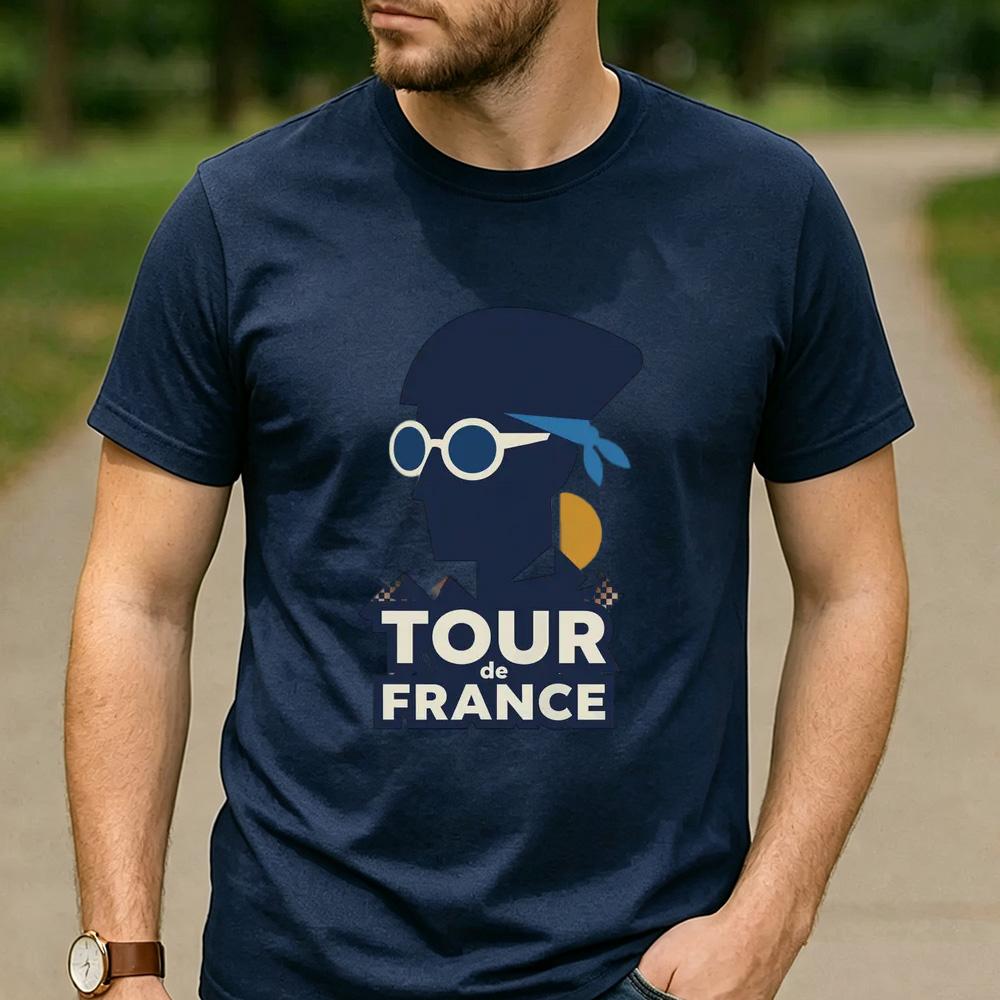 Pro Cycling Fan Cotton T Shirt Short Sleeve Tour De France Retro Beret Sunglasses Rider Graphic Unisex Road Race Sports Tee