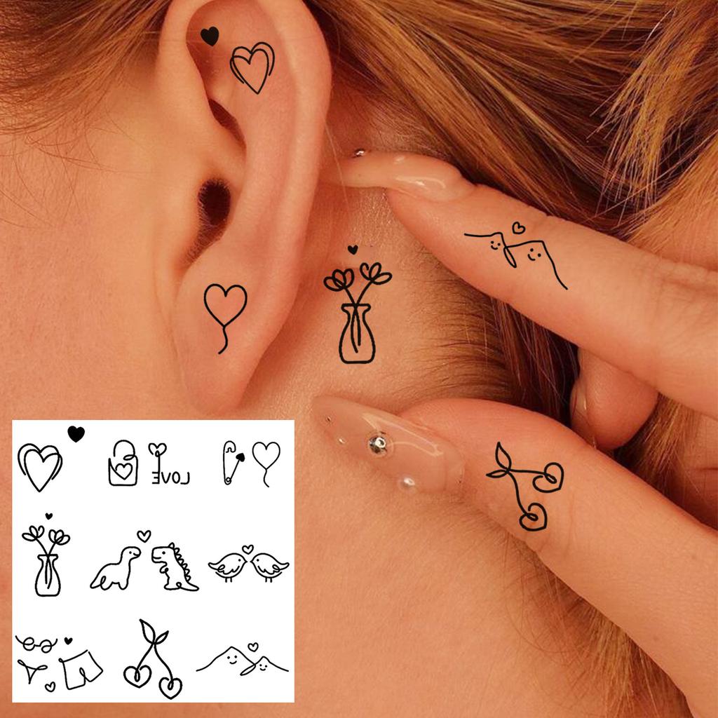 1 Sheet Small Pattern Temporary Tattoos For Women Finger Hand Ear, Realistic Star Sun Planets Fake Tattoo Sticker Durable Tatoos
