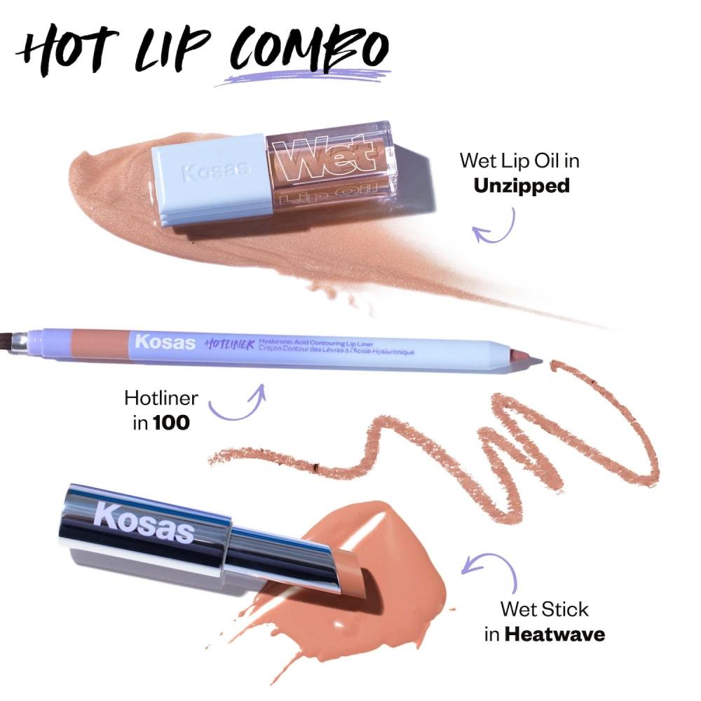 Kosas Wet Lip Oil Aufpolsternde Peptid-Lippenbehandlung Glanz .15 oz 4,6 ml Unzipped Milchiges Rosa Champagner