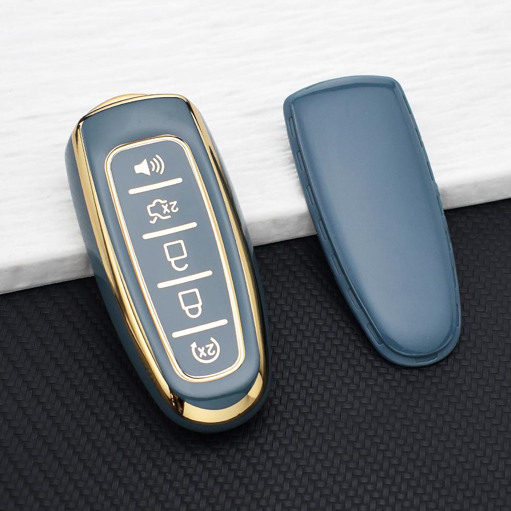 Full Cover Car Key Case For Ford Focus Edge Explorer Expedition C-Max Escape Flex Anti-Scratch TPU Key Fob Cover With Key Chain