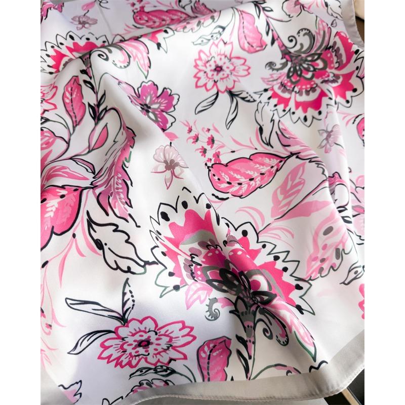 Women S Elegant Printed Simulated Silk Square Scarf For Summer Sun Protection