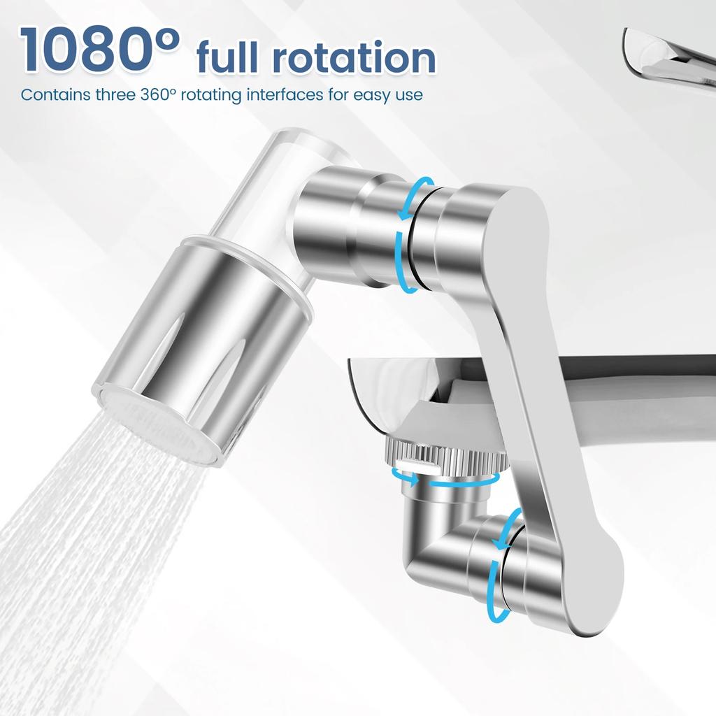 Metal 1080° Rotating Metal Faucet Sprayer Kitchen Saving Water Nozzle Tap Bathroom Faucet Extend Adaptor 22/24mm Bubbler
