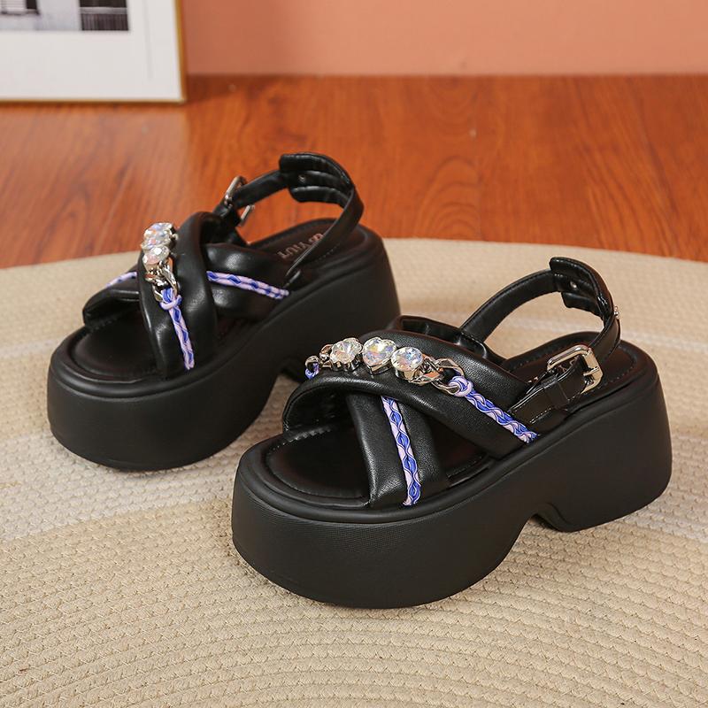 Fashion New Summer Wedges Sandals 8CM Ladies Beach Slippers High Heels Sandals Women Casual Platform Chunky Flip-Flops Sandalias Mujer