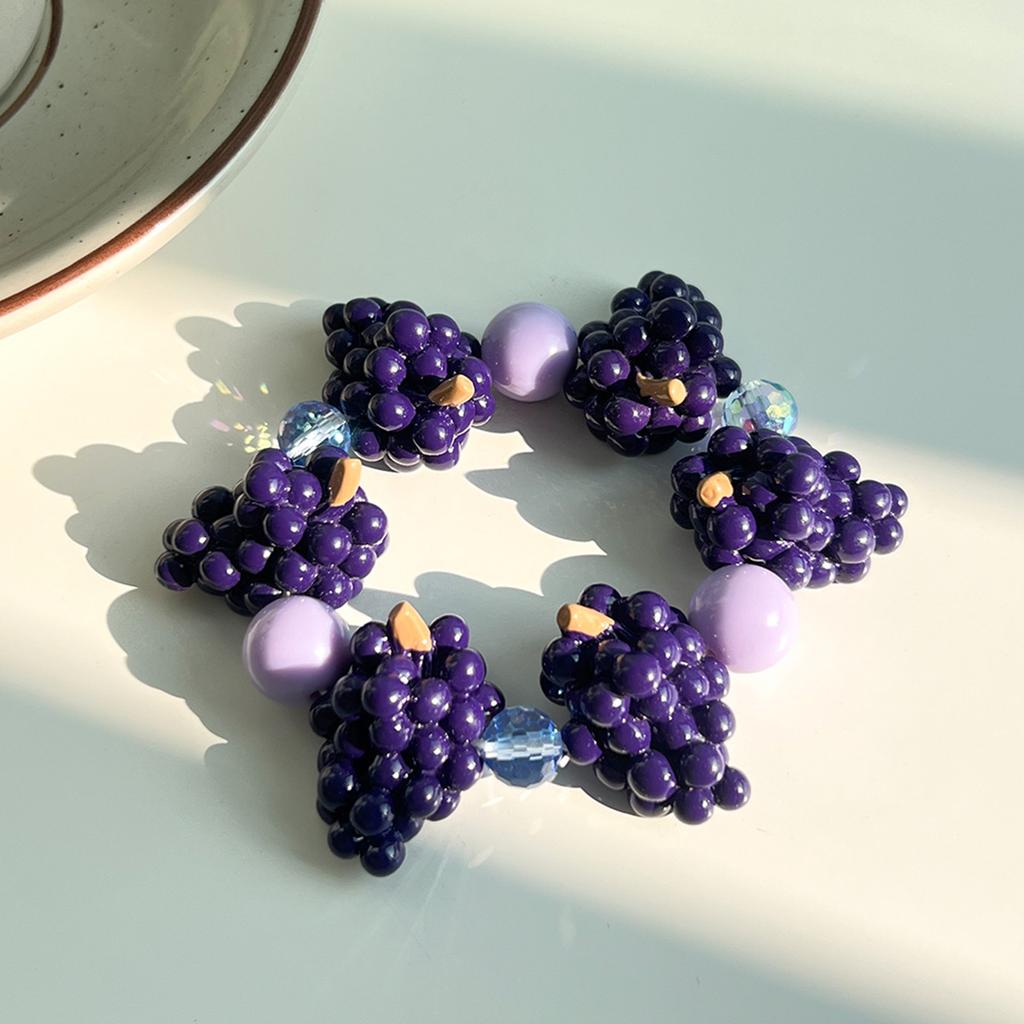 Bohemian Summer Fresh 3D Fruit Elastic Bangle Dopamine Colorful Resin Beaded Bracelet Unique Jewelry Gift Exaggerated Bracelet