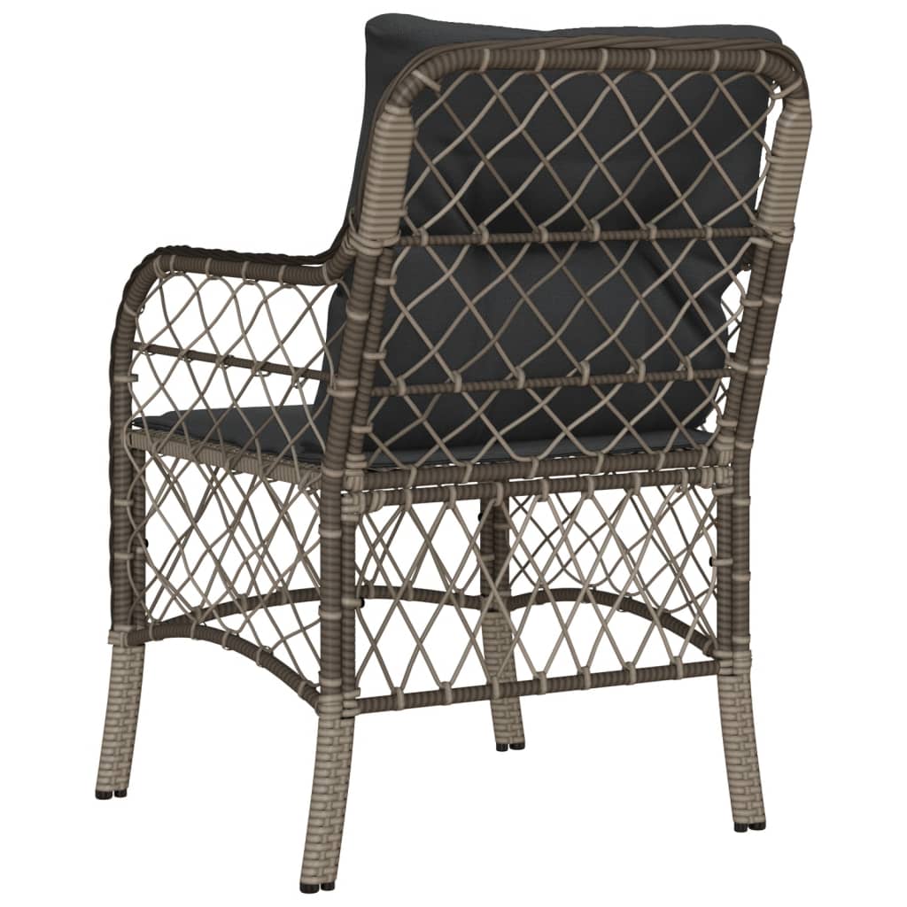 Garden Chairs with Cushions 2 Pcs Grey Poly Rattan