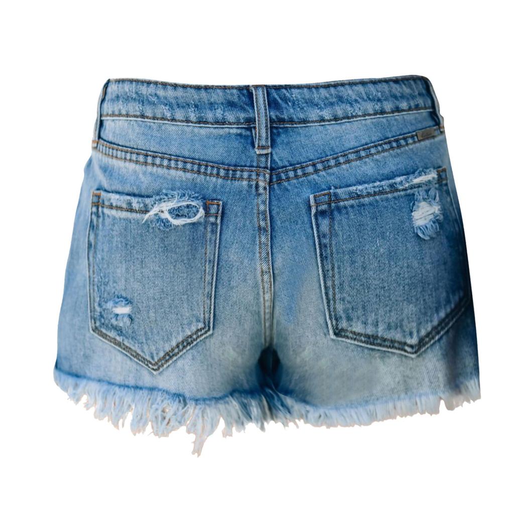 Ripped Vintage Denim Women Jeans Shorts Washed Tassel Button High Waist Holes Spliced Summer Pockets Distressed Basics