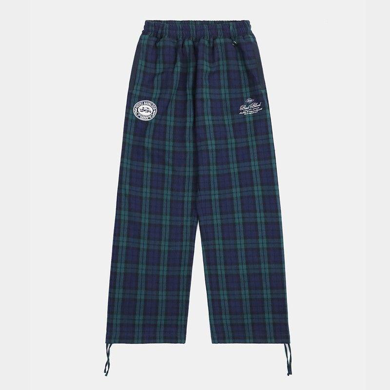 

Badblood American Retro Gingham Long Sleeves Sweatshirt Female Niche Design Loose Casual All-Matching Tops Tide Navy Blue Pants XS