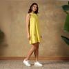 Women Yellow Cotton Sleeveless Racerback Dress Casual Loose Fit Summer Mini Dress for Travel Vacation Daily Wear