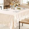 Gold Satin Tablecloth Rectangle Ruffled Table Cover,Ruffle Table Skirt for Kitchen Dining Weddings Dining Table Home Decoration